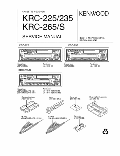 Kewood KRC-225_KRC-235_KRC-265 Service Manual